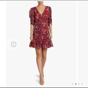Tanya Taylor NWT Red Pancy Leopard Print Mini Dress.